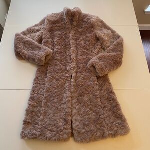 Cabi Contessa Faux Fur Mauve Pink Jacket Coat Size XS